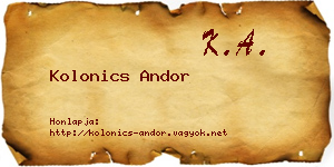 Kolonics Andor névjegykártya