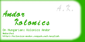 andor kolonics business card